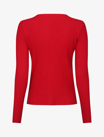 Gilet uni côtelé coupe ajustée - Rouge - 2