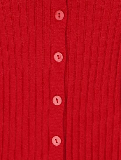 Gilet uni côtelé coupe ajustée - Rouge - 3