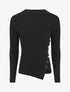 Pull uni côtelé à boutons dorés - Noir - 4