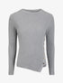 Pull uni côtelé à boutons dorés - Gris - 1