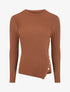Pull uni côtelé à boutons dorés - Marron - 5