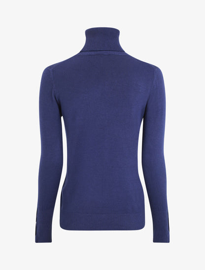 Pull col roulé à poignets boutonnés - Bleu - 2