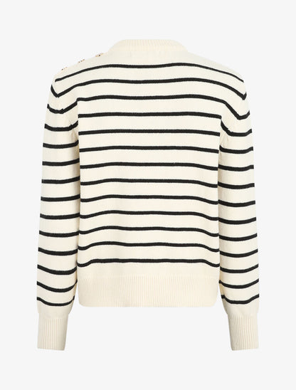 Pull marinière à boutons - Écru - 2