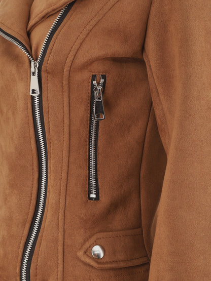 Veste en suédine style perfecto - Marron - 3