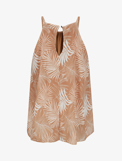 Top à col américain imprimé fougères - Beige - 2