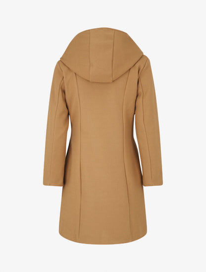 Manteau long zippé à capuche - Camel - 2