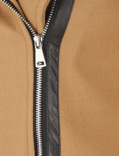 Manteau long zippé à capuche - Camel - 3