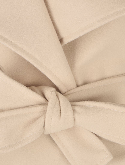 Manteau long ceinturé à col droit - Beige - 3