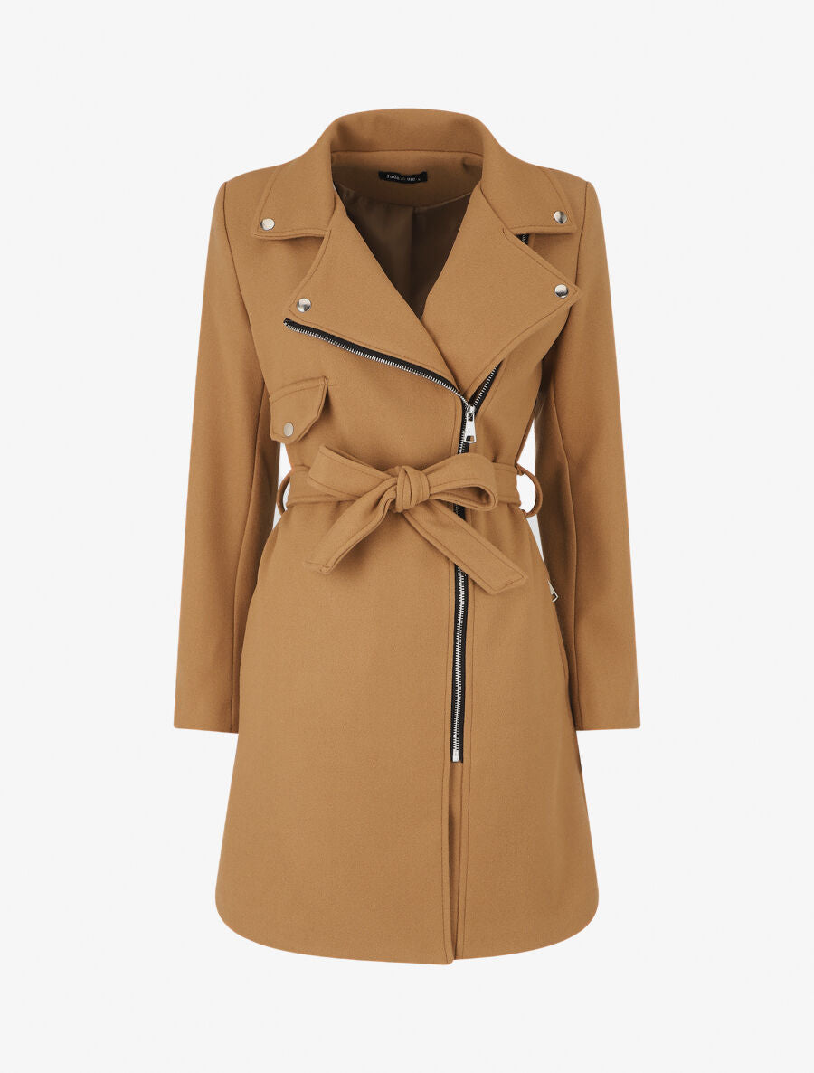 Manteau long uni style perfecto - Camel - 4