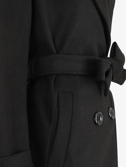 Manteau mi-long croisé - Noir - 3