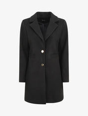 Manteau mi-long à boutons dorés - Noir - 1