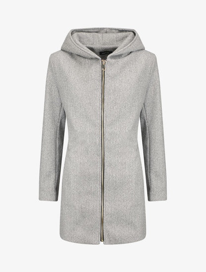 Manteau zippé à capuche - Gris - 1