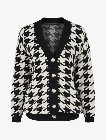 Gilet ample motif pied de coq - Noir/blanc - 2