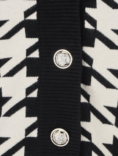 Gilet ample motif pied de coq - Noir/blanc - 4
