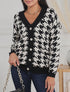 Gilet ample motif pied de coq - Noir/blanc - 1
