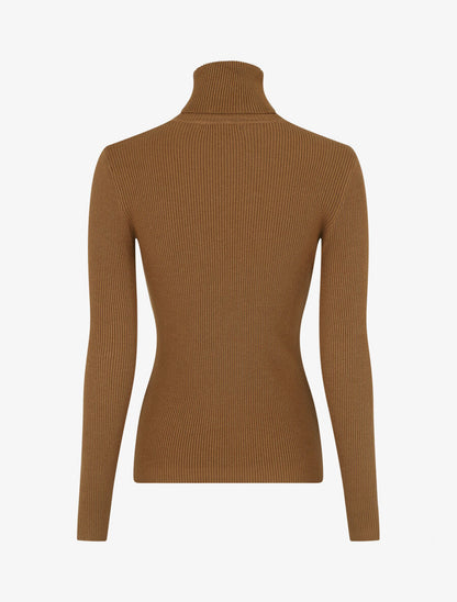 Pull col roulé uni ajusté - Camel - 2