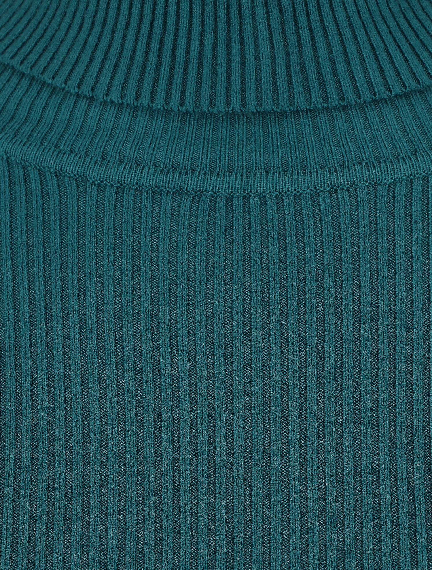 Pull col roulé uni ajusté - Bleu canard - 3