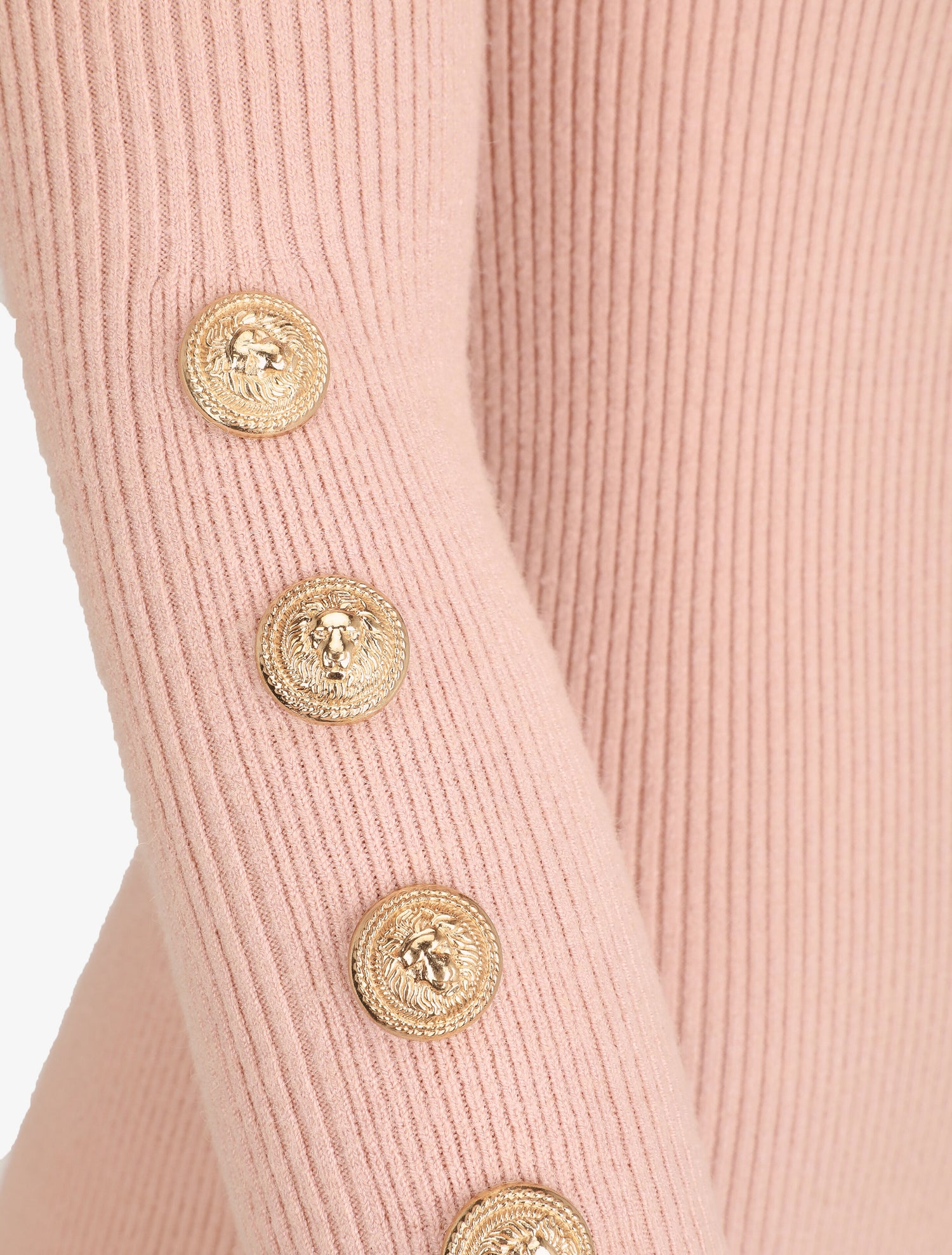 Pull ajusté à col montant boutonné - Rose poudré - 3
