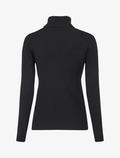 Pull fin uni col roulé - Noir - 2