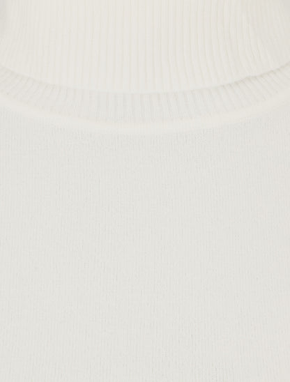Pull fin uni col roulé - Blanc - 3