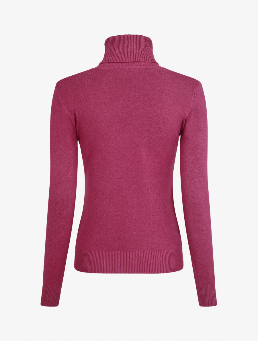 Pull uni à col roulé - Violet - 2