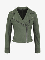 Veste style perfecto en suédine - Vert - 5