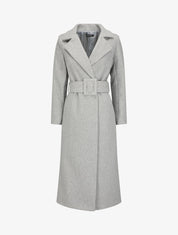 Manteau long boutonné et ceinturé - Gris - 5