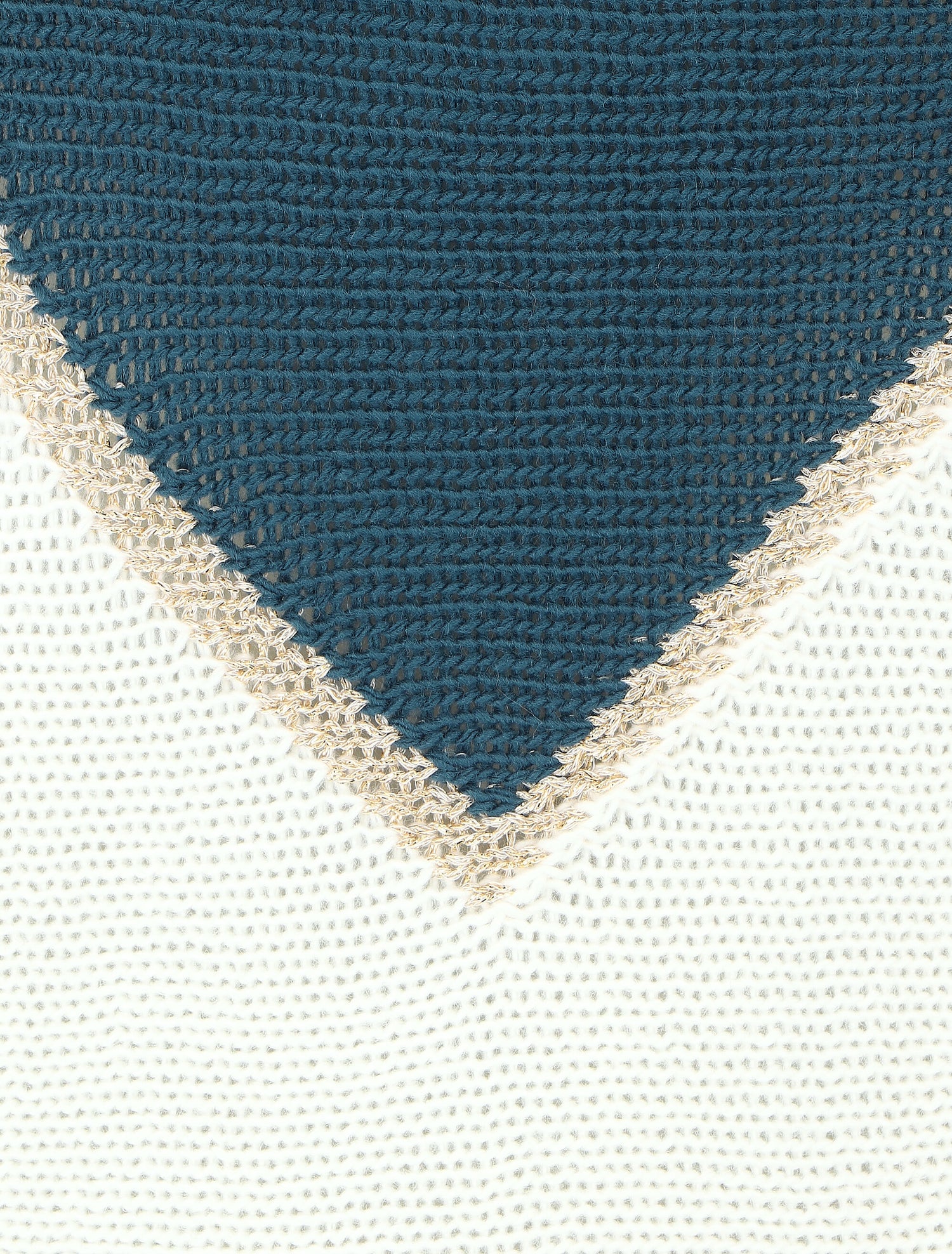 Pull bicolore à liseré doré zigzag - Bleu canard - 3