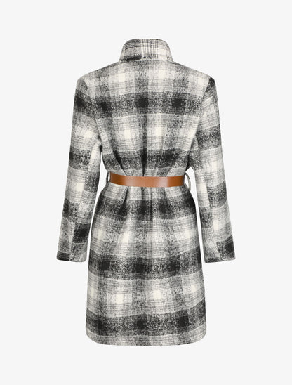 Manteau léger effet tweed motif carreaux - Noir/blanc - 2