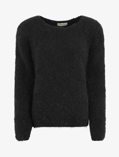 Pull uni duveteux - Noir - 4