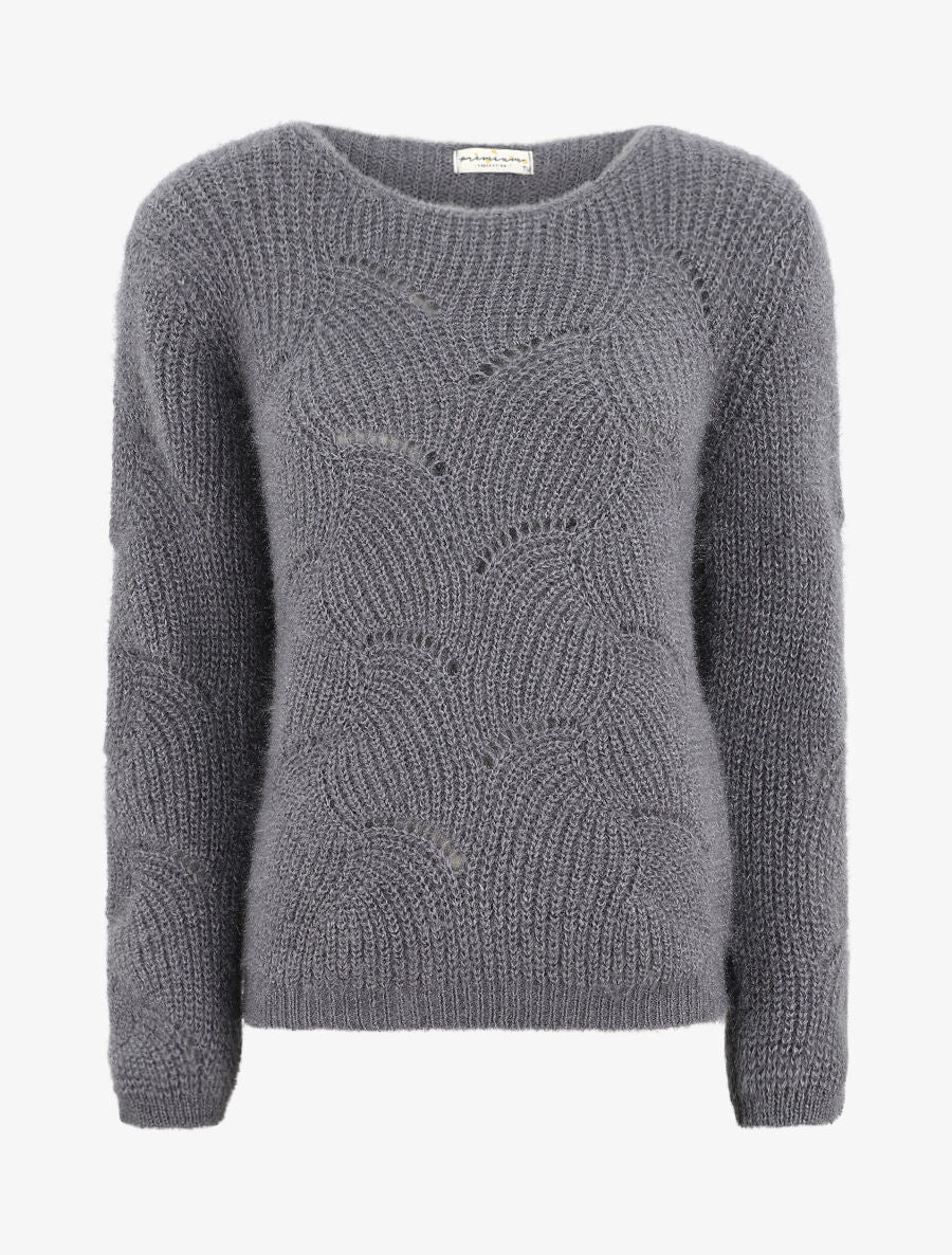 Pull uni duveteux - Gris - 5