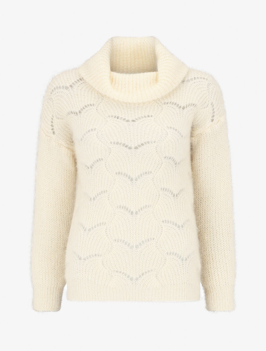 Pull duveteux à col roulé - Beige - 5