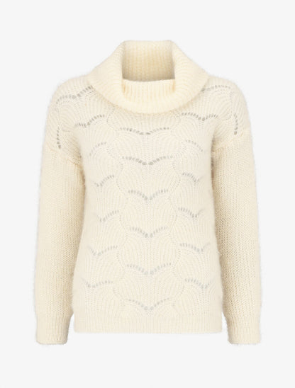 Pull duveteux à col roulé - Beige - 5