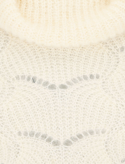 Pull duveteux à col roulé - Beige - 3