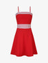 Robe patineuse à buste et taille rayés - Rouge - 1