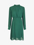 Robe longue à jupe et manches plissées - Vert sapin - 1