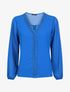Blouse en voile unie à col brodé - Bleu roi - 1