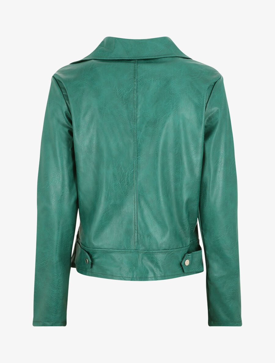 Perfecto droit en simili coupe droite - Vert sapin - 2