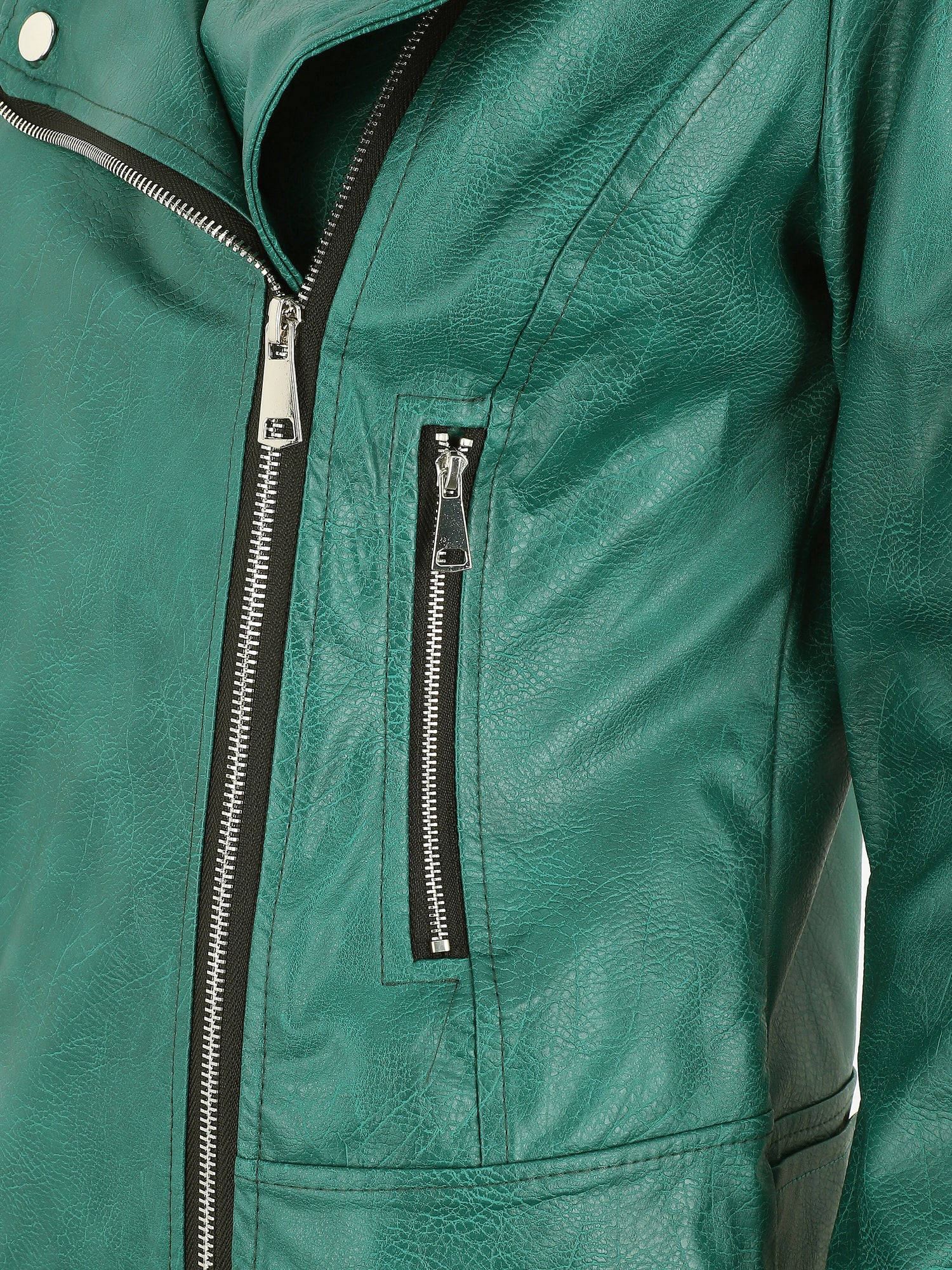 Perfecto droit en simili coupe droite - Vert sapin - 3