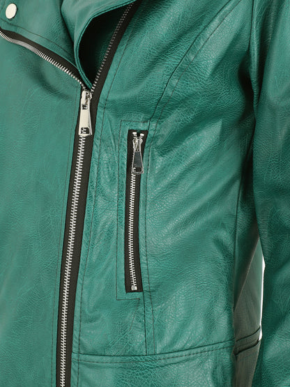 Perfecto droit en simili coupe droite - Vert sapin - 3