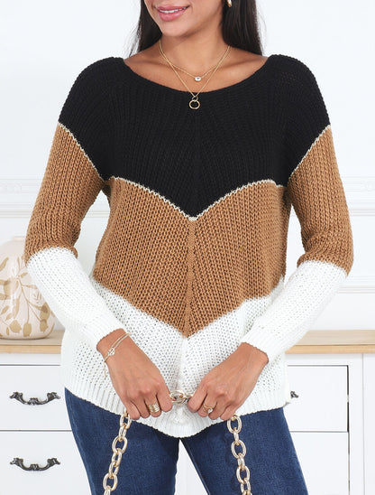 Pull en maille à motif V irisés - Noir - 4