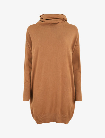 Robe pull ample à col roulé - Camel - 5