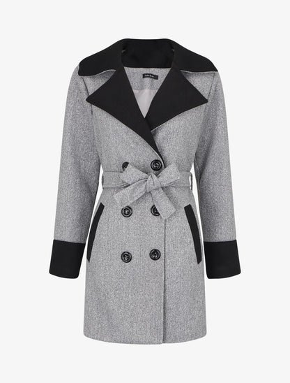 Manteau mi-long en laine mélangée - Gris - 5