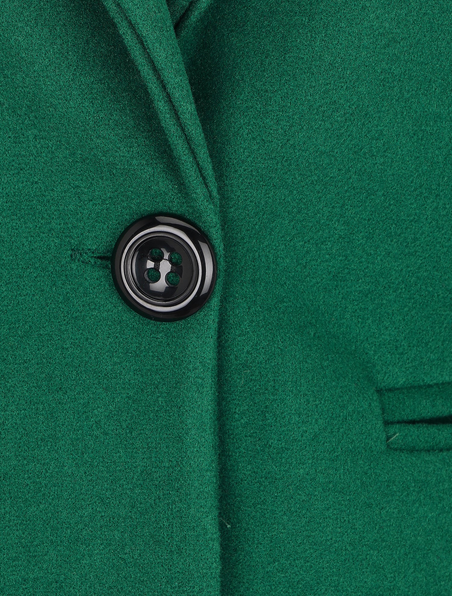 Manteau mi-long uni en laine mélangée - Vert - 3