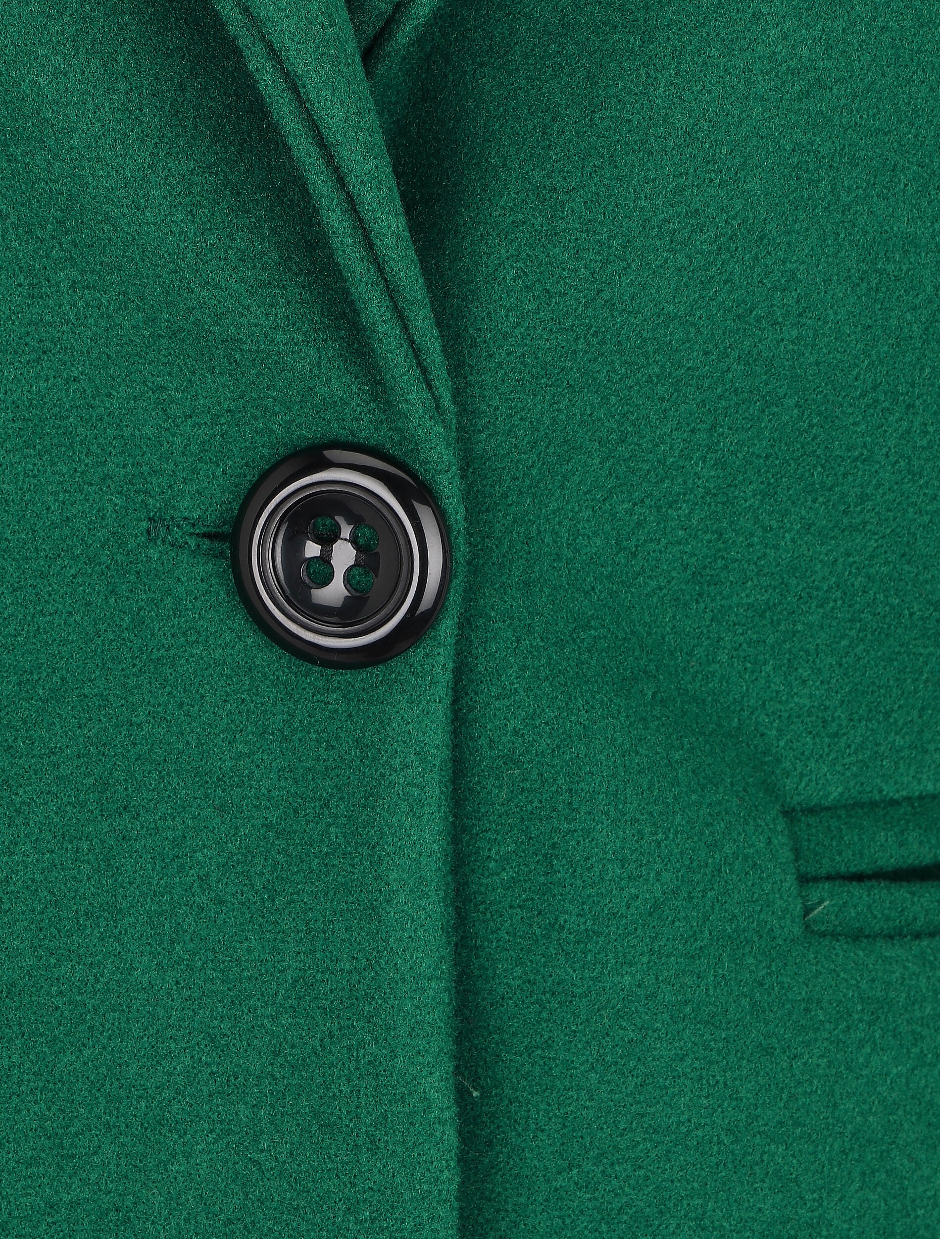 Manteau mi-long uni en laine mélangée - Vert - 3