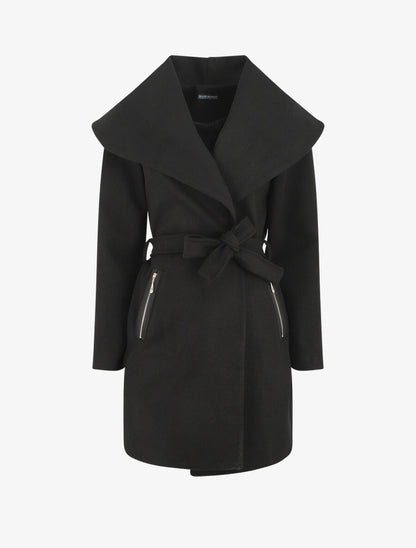 Manteau à col châle - Noir - 1