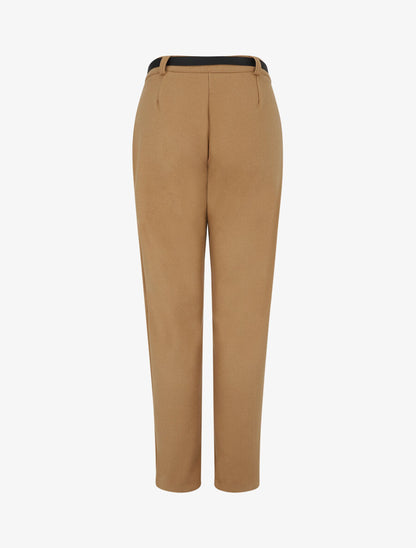 Pantalon épais uni coupe droite - Camel - 2