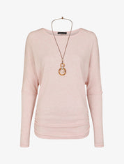 Pull fin uni froncé - Rose - 5