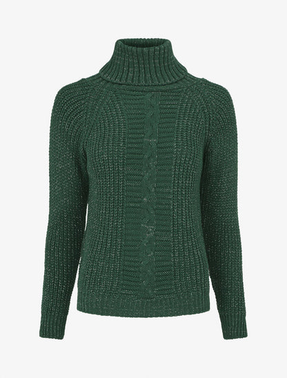 Pull irisé droit à col roulé - Vert sapin - 1