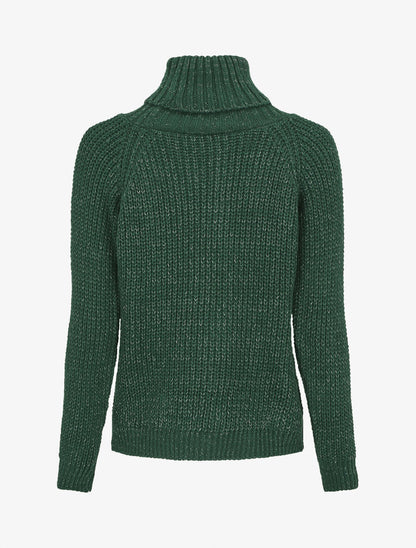 Pull irisé droit à col roulé - Vert sapin - 2